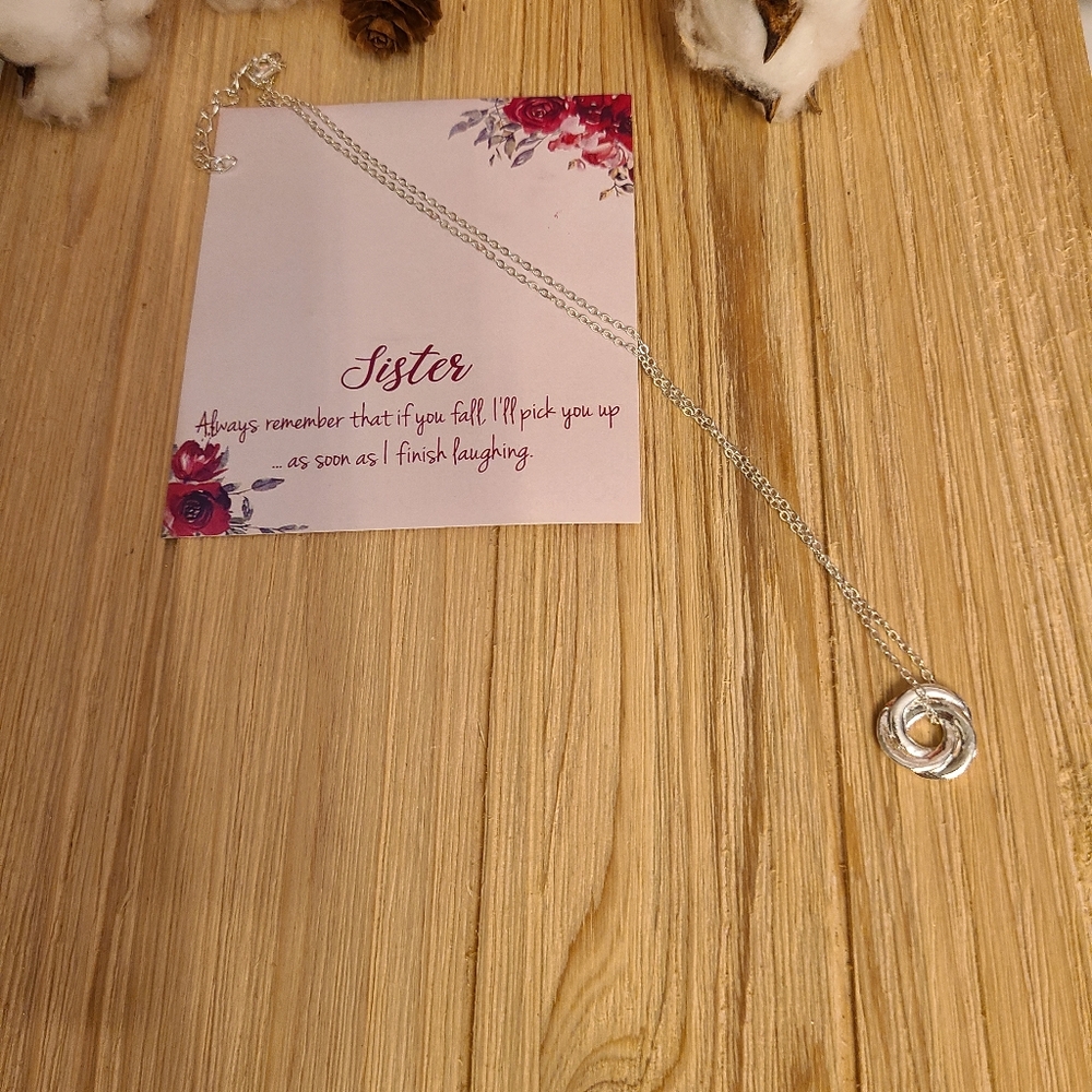 Beautiful Twisted Hoop Sister Necklace in SILVER - Picture 2 of 11